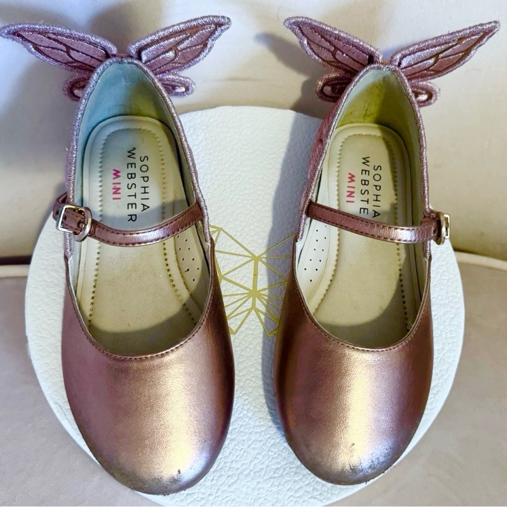 Sophia Webster Mini Butterfly Mary Jane Shoes Rose Gold Girls Size 10